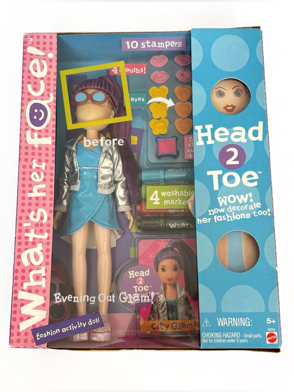 NEW 2001 Head 2 Toe Evening Out Glam Fashion Activity Doll Blue Box Mattel